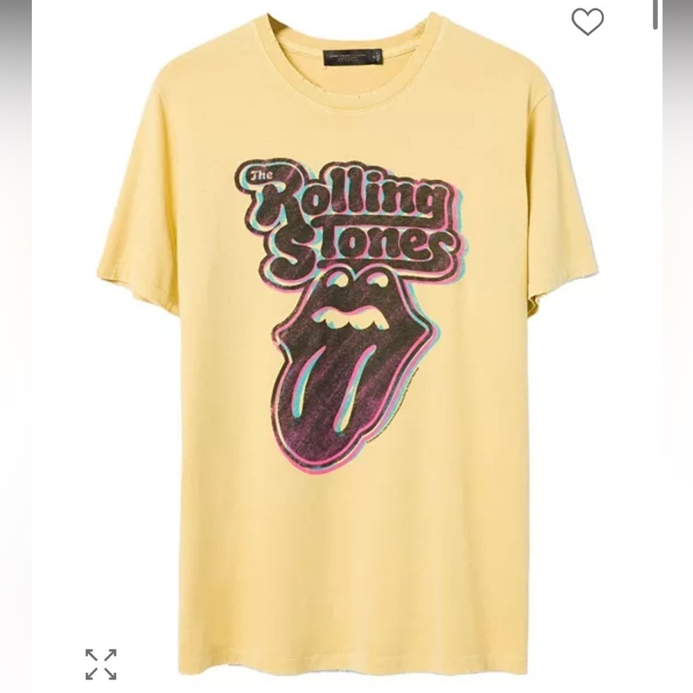 Junk Food Clothing Unisex Yellow The Rolling Stones Graphic Vintage Tee XS